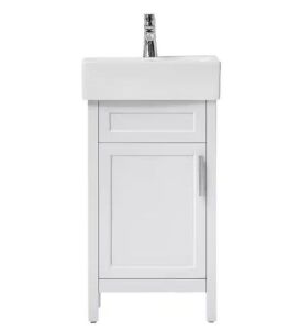 Arvesen Single Sink Bath Vanity in White with White Ceramic Top 