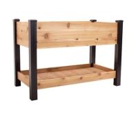 Vigoro&nbsp;Elevated Cedar Garden Bed with Shelf, Vinyl Legs&nbsp;