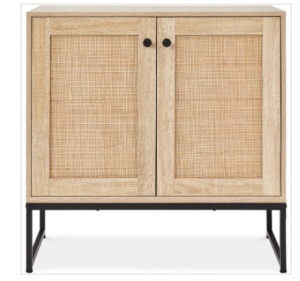 2-Door Rattan Storage Cabinet Accent Furniture for Living Room w/ Foot Pads $236.99