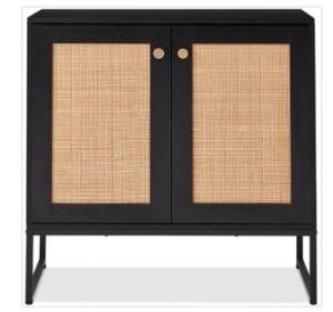 2-Door Rattan Storage Cabinet Accent Furniture for Living Room w/ Foot Pads $272.99