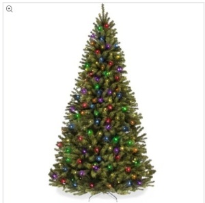 Pre-Lit Artificial Spruce Christmas Tree w/ Multicolored LED Lights