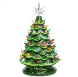 Pre-Lit Ceramic Tabletop Christmas Tree with Lights- 15in $79.99