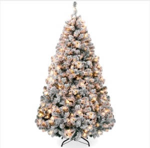 6' Pre-Lit Snow Flocked Artificial Pine Christmas Tree w/ Warm White Lights $249.99