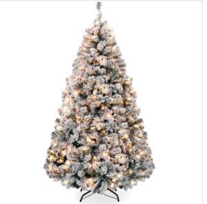 4 1/2' Pre-Lit Snow Flocked Artificial Pine Christmas Tree w/ Warm White Lights $119.99