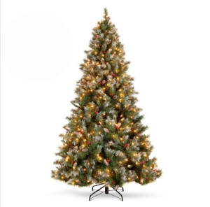 6' Pre-Lit Christmas Pine Tree w/ Pine Cones, Flocked Branch Tips, Berries $199.99