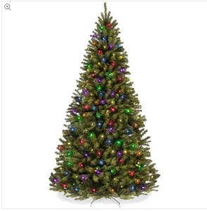 Pre-Lit Artificial Spruce Christmas Tree w/ Multicolored LED Lights