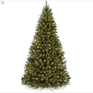 Pre-Lit Artificial Spruce Christmas Tree w/ Foldable Metal Base