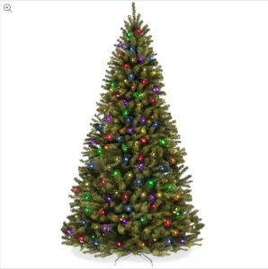 Pre-Lit Artificial Spruce Christmas Tree w/ Multicolored LED Lights