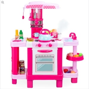 Pretend Play Kitchen Toy Set for Kids with Water Vapor Teapot