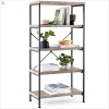 5-Tier Industrial Bookshelf w/ Metal Frame, Wood Shelves