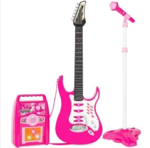 Kids Electric Guitar Toy Play Set w/ 6 Songs, Microphone, Amp $89.99