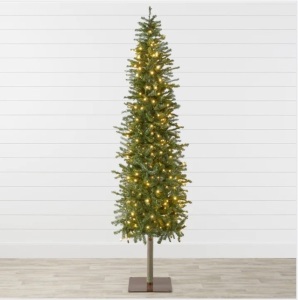 7 1/2' Pre-Lit Artificial Alpine Slim Pencil Christmas Tree w/ LED Lights, Stand $199.99