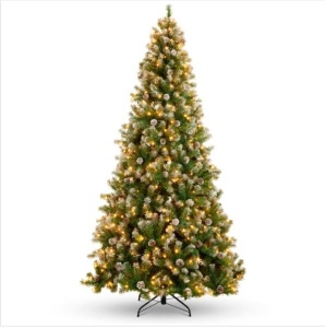 7 1/2' Pre-Lit Pre-Decorated Christmas Tree w/ Flocked Tips, Pine Cones $299.99