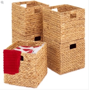 Set of 5 Collapsible Hyacinth Storage Baskets w/ Inserts - 10.5x10.5in $121.99