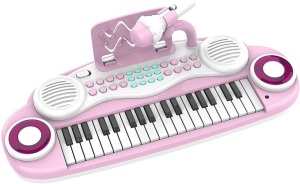 iLearnMusic 37-Key Electric Piano Keyboard for Kids with Music Stand, Microphone, Recording, Playback, Pink - New   