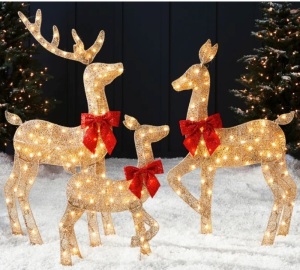 3-Piece Lighted 2D Christmas Deer Set Outdoor Decor w/ 175 LED Lights - 4ft $142.99