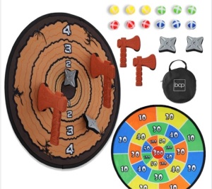 Large Double-Sided Dart Board, Sticky Ball Axe Star Throwing Game $39.99