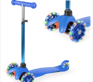 Kids Mini Kick Scooter Toy w/ Colorful Light-Up Wheels, Adjustable T-Bar $59.99