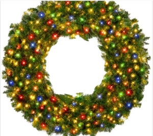 60" Pre-Lit Artificial Fir Christmas Wreath w/ Multicolor LED Lights, PVC Tips $272.99 