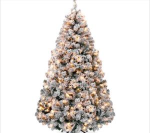 7 1/2' Pre-Lit Snow Flocked Artificial Pine Christmas Tree w/ Warm White Lights $379.99