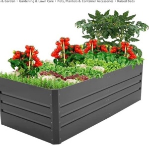 Thanaddo Raised Garden Bed Outdoor Planter Box Galvanized Steel Garden Bed Kit for Vegetables, Flowers, Herbs and Succulents (8x4x2ft) $129.99