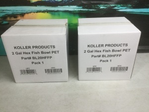 Lot of (2) Koller Products BettaTank 2-Gallon Hex Fish Bowls - New/Unopened 