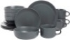 10 Strawberry Street Wazee Matte Coupe Dinnerware Set, 16 Pc, Charcoal Gray - New&nbsp;