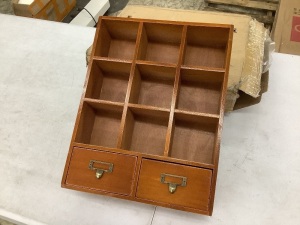 Desktop Storage Wooden Shelf with 2 Drawers 9 Cubes