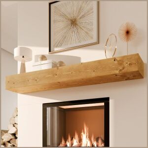 Avana Wall-Mounted Mantle for Over Fireplace, 72" x 8" x 5", Rustic Brown 