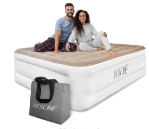 NXONE Air Mattress,18 inch Inflatable Airbed Luxury Double High Self Inflation Deflation Queen Air Mattress withUpgraded Built-in Pump, Blow Up Guest Bed for Home Portable Camping Travel,650lb MAX $109.99