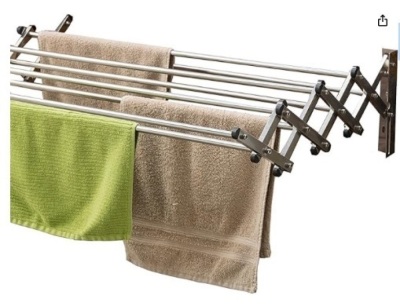 AERO W Racks Stainless Steel Wall Mounted Collapsible Laundry Clothes Drying Rack 60 Pound Capacity 22.5 Linear Ft