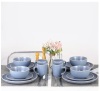 16 Piece Dinnerware Set, Stoneware dish set Service for 4, Kitchen Plates And Bowls Set with Mugs,Blue Dinnerware Set…