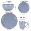 16 Piece Dinnerware Set, Stoneware dish set Service for 4, Kitchen Plates And Bowls Set with Mugs,Blue Dinnerware Set… - 2