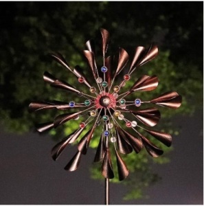 Wind Spinner Multi-Color Seasonal LED Lighting Solar Powered Glass Ball Metal Wind Catchers Spinner for Patio Lawn & Garden Decorations