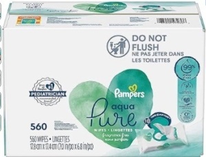 Pampers Aqua Pure Sensitive Baby Wipes 10X Pop-Top 560 Count