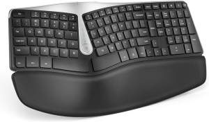 Nulea RT04 Wireless Ergonomic Keyboard, 2.4G Split Keyboard with Cushioned Wrist and Palm Support, Arched Keyboard Design for Natural Typing, Compatible with Windows/Mac