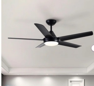 Black with Black Blades Modern Ceiling Fan with Light 48'' 5-Blade Ceiling Fan With Light Kit And Dimmable LED Light Kit $172.19