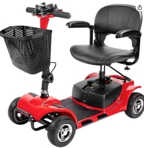 4 Wheel Mobility Scooter, Electric Power Mobile Wheelchair for Seniors Adult with Lights Collapsible and Compact Duty Travel Scooter w/Basket Extended Battery Red $599.99