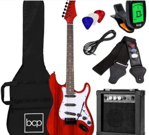 Beginner Electric Guitar Kit w/ Case, 10W Amp, Tremolo Bar - 39in $229.99