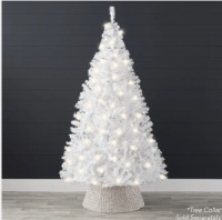 6' Pre-Lit Hinged Artificial White Pine Christmas Tree w/ Lights, Metal Stand $129.99