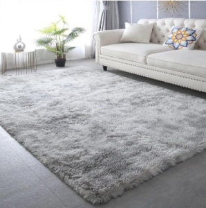 Shag Area Rug,Indoor Ultra Soft Fluffy Plush Rugs for Bedroom Living Room, Non-Skid Modern Nursery Faux Fur Rugs for Kids Room Home Decor (Tie-Dyed Light Gray, 