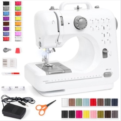 6V Portable Foot Pedal Sewing Machine w/ 12 Stitch Patterns