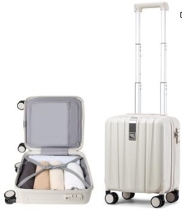 Hanke 14 Inch Underseat Carry On Luggage with Wheels, Lightweight, Waterproof, TSA-Approved, Suitcase, Ivory White