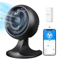 Govee Table Fan for Bedroom, 9" Desk Air Circulator Fan for Whole Room with Temperature Sensor H5100, 8 Speed Settings, 24H Timer, Auto Mode, 27dB Quiet Portable Turbo Force Table Fan for Home Office