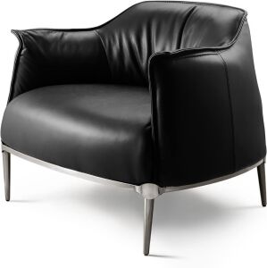 Nordic Accent Black Leather Armchair with Carbon Steel Foot