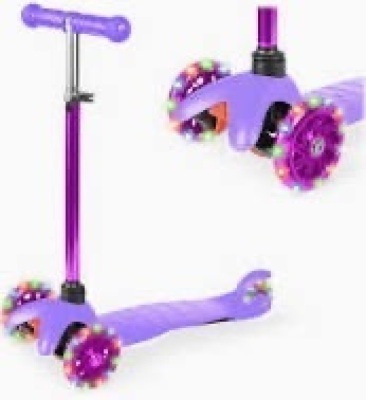 Kids Mini Kick Scooter Toy w/ Colorful Light-Up Wheels, Adjustable T-Bar