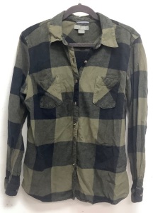 Natural Reflections Flannel Long-Sleeve Shirt for Ladies, Olive/Black, XL - E-Commerce Return