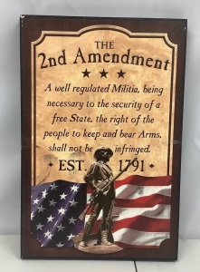 2nd Amendment Wall Sign, 12" x 18" - Upper left Corner Damage