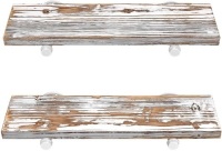 GLuck Rustic Floating Shelves, White Chipped Paint Look on Real Solid Wood, 24" x 7" x 1.2" - Appears New&nbsp;