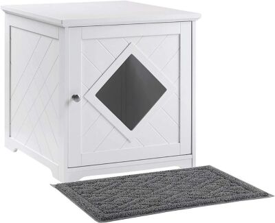 unipaws Small Cat Litter Box Enclosure with Mat